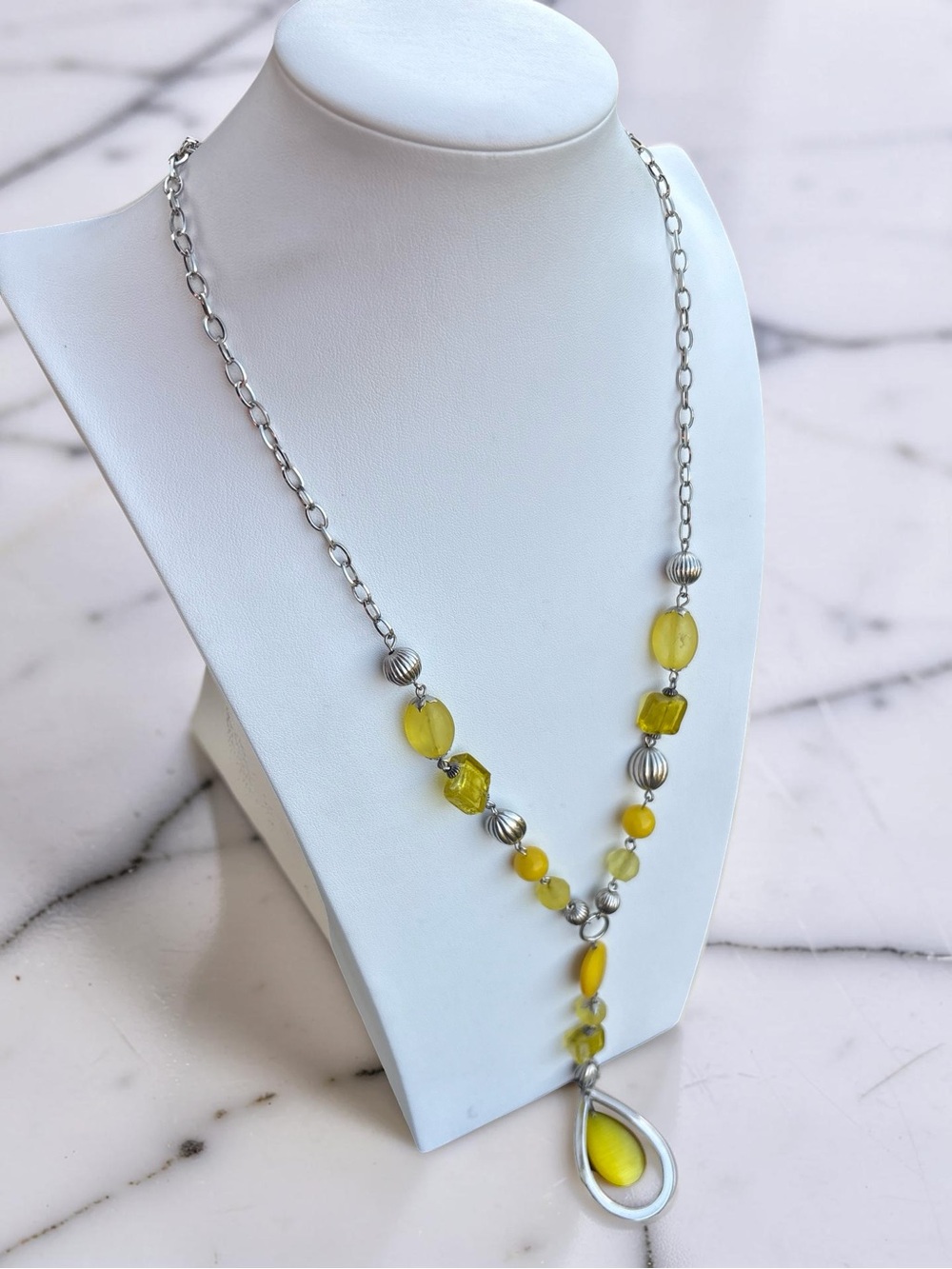 Erica Lyons Yellow Bead Teardrop Pendant Necklace - Picture 2 of 4